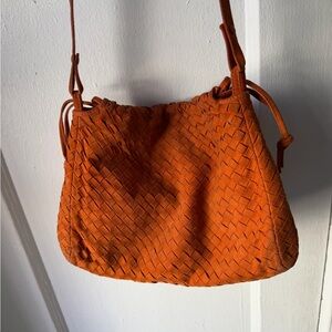 Bottega Veneta Orange Woven Crossbody Bag